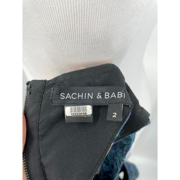 Sachin & Babi Dress Womens 2 Crystal Moon Blue Green High Low Cutout Back - Picture 14 of 15